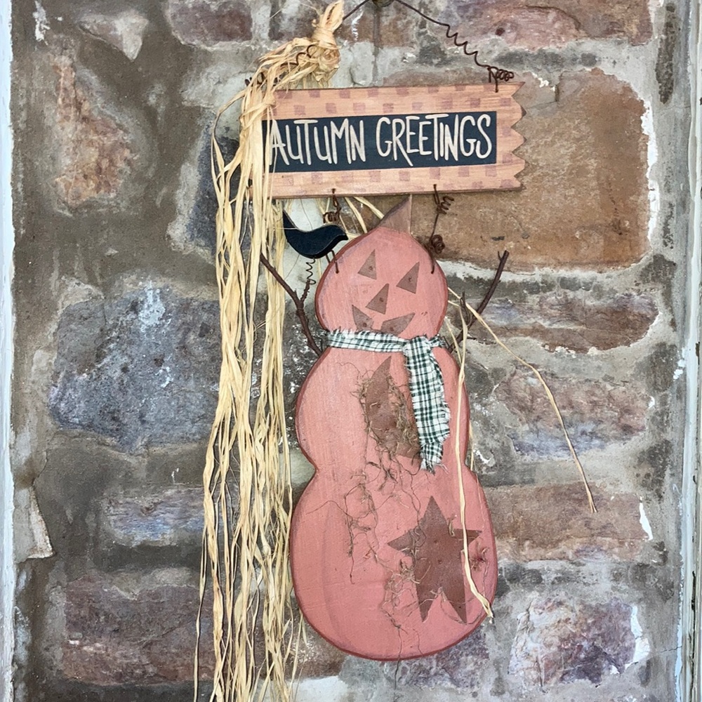Rustic Country Decor Autumn Greetings Pumpkin